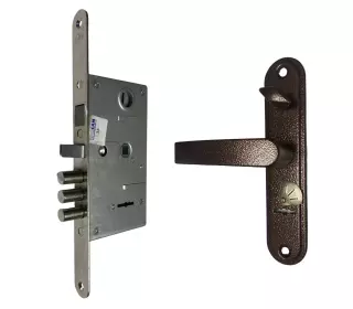 Замок врезной с защелкой и ручками Рязань ЗВ9-8.3/15 88012 правый