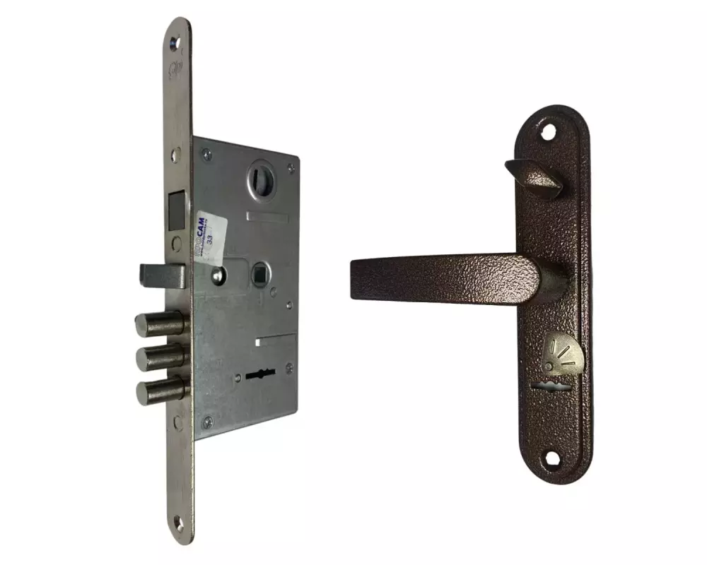 Замок врезной с защелкой и ручками Рязань ЗВ9-8.3/15 88012 правый